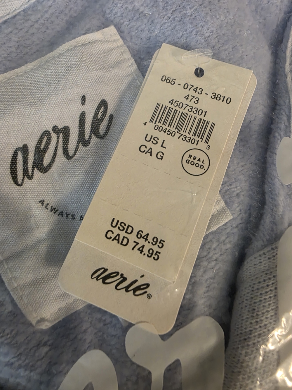 aerie Light Blue Sweatshirt - Size L - Picture 5 of 5
